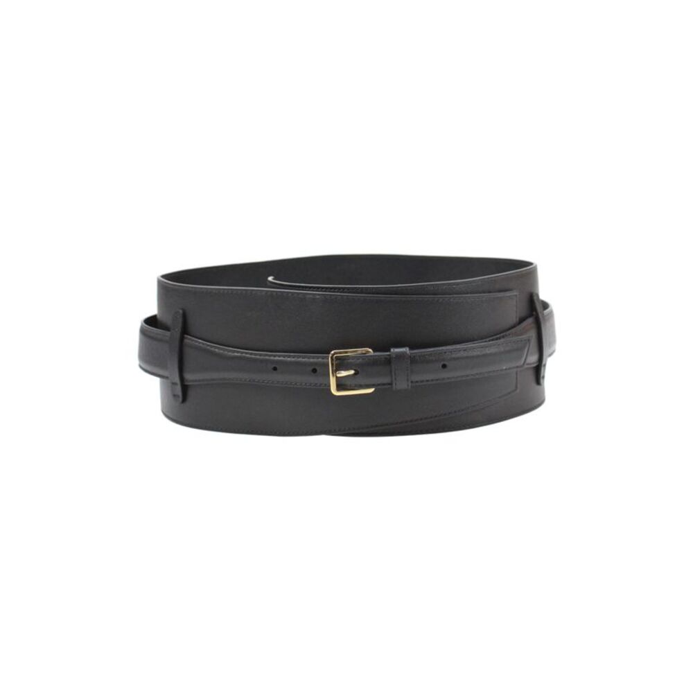Altuzarra Womens Wide Width Leather Buckle Belt Black Size Medium